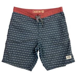 Katin Board Shorts Mens 30 Drawstring Logo Stretch Surf Beach Performance